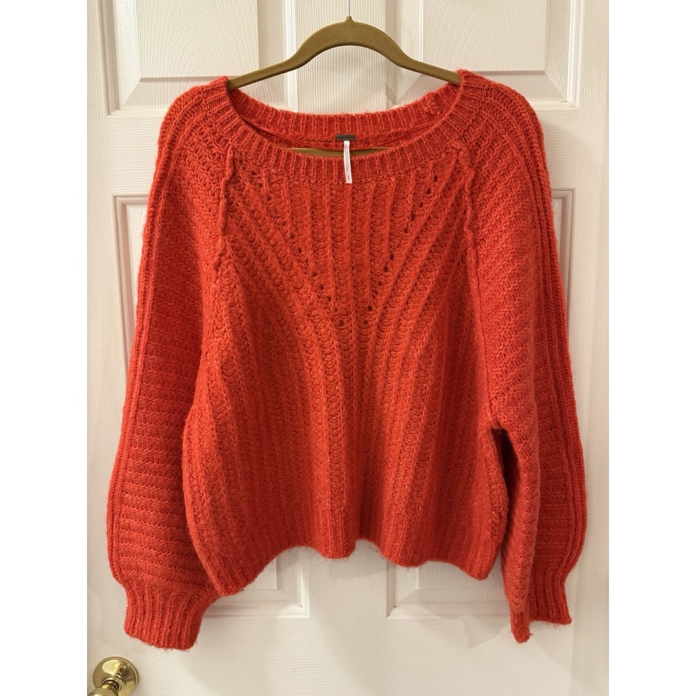 Women's Long Sleeve Sweater Free People Red Small Oversized